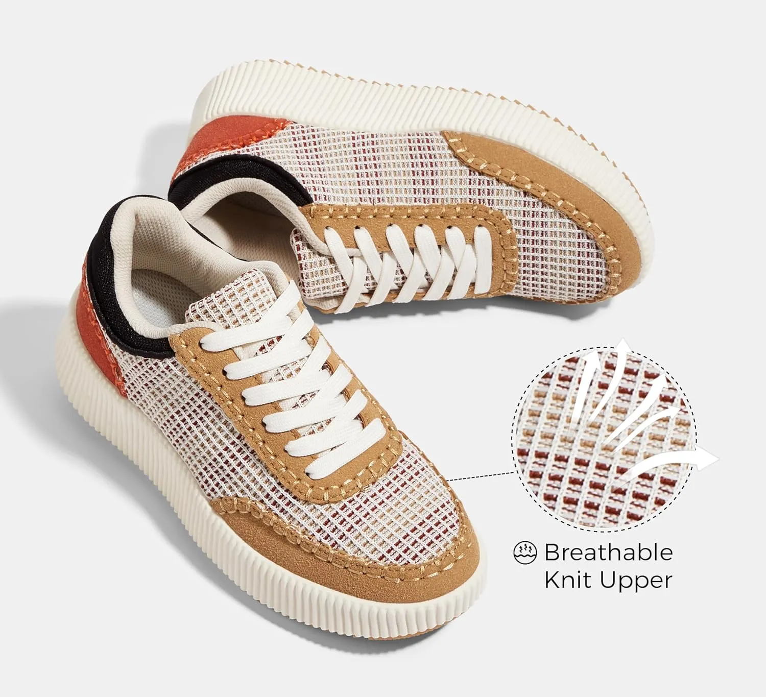 LUCKY STEP Women's Platform Sneakers Retro Braided Fashion Casual Chunky Shoes Breathable Durable Non Slip Walking Footwear
