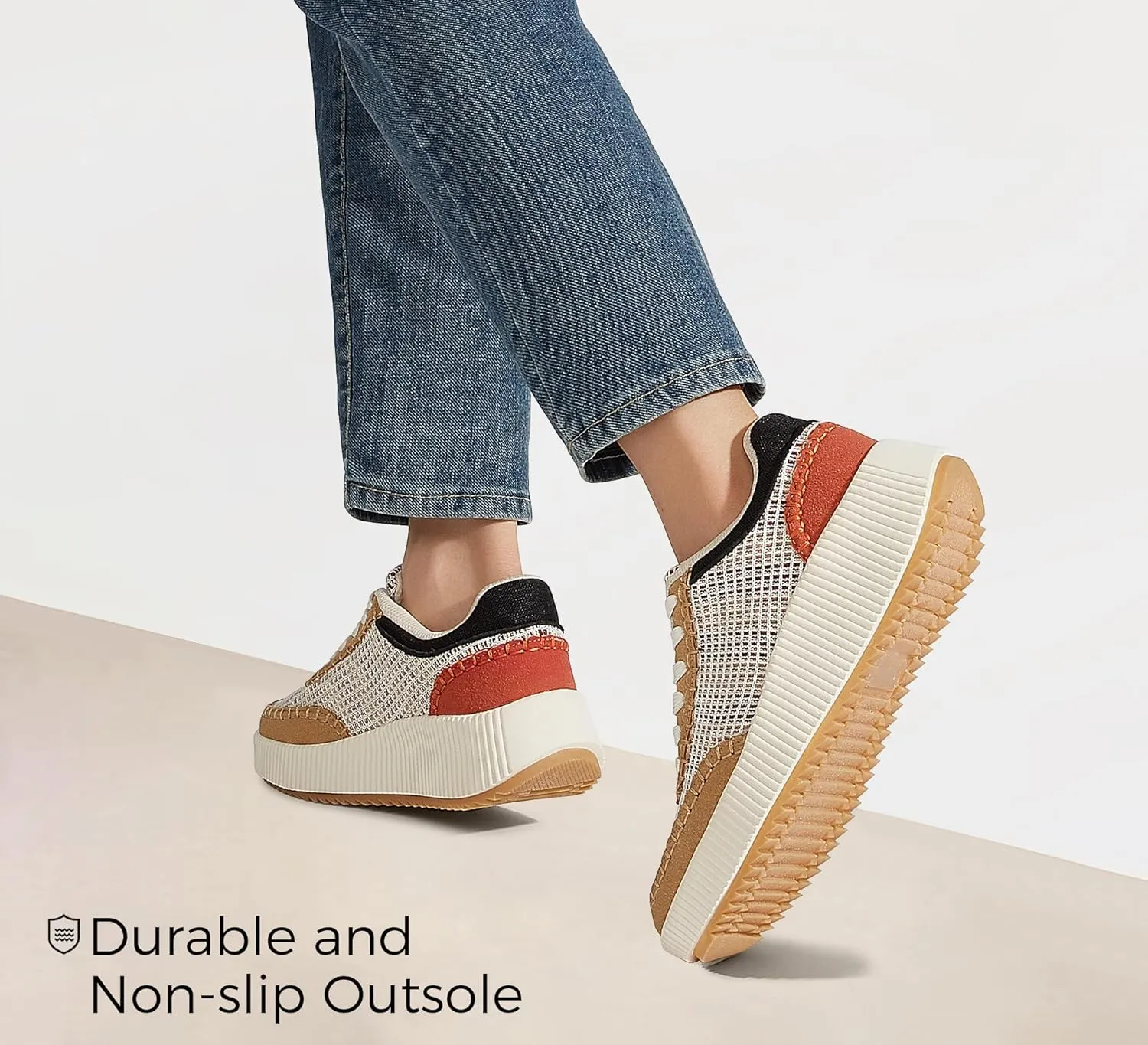LUCKY STEP Women's Platform Sneakers Retro Braided Fashion Casual Chunky Shoes Breathable Durable Non Slip Walking Footwear