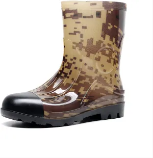Man Knee High Rubber Rainboots Camo Waterproof Rubber Boots for Garden Man Rain Footwear Size