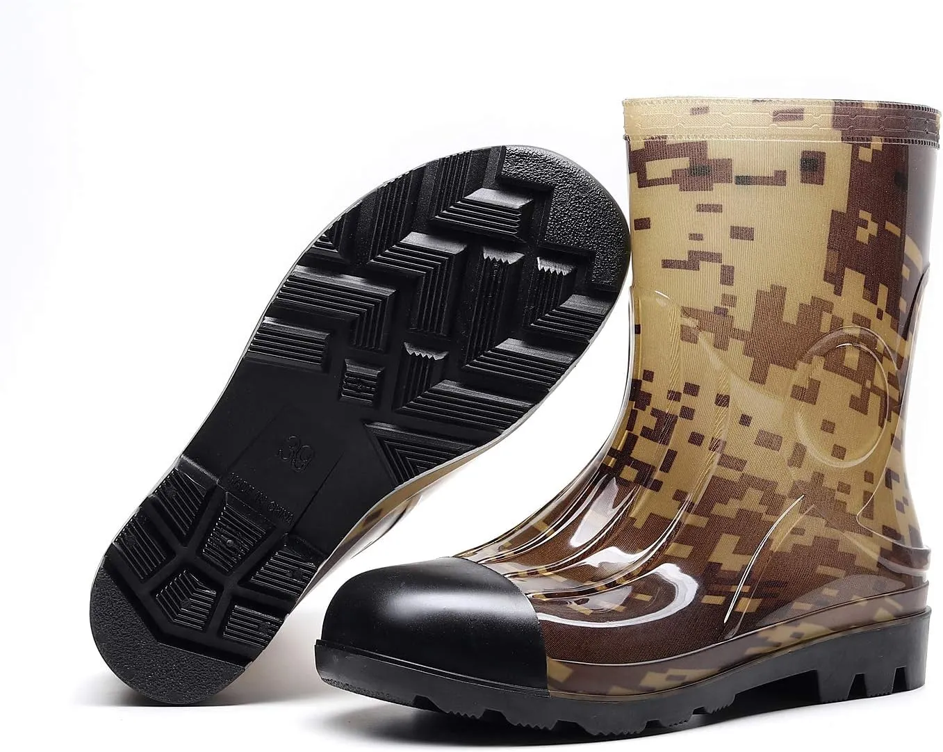 Man Knee High Rubber Rainboots Camo Waterproof Rubber Boots for Garden Man Rain Footwear Size