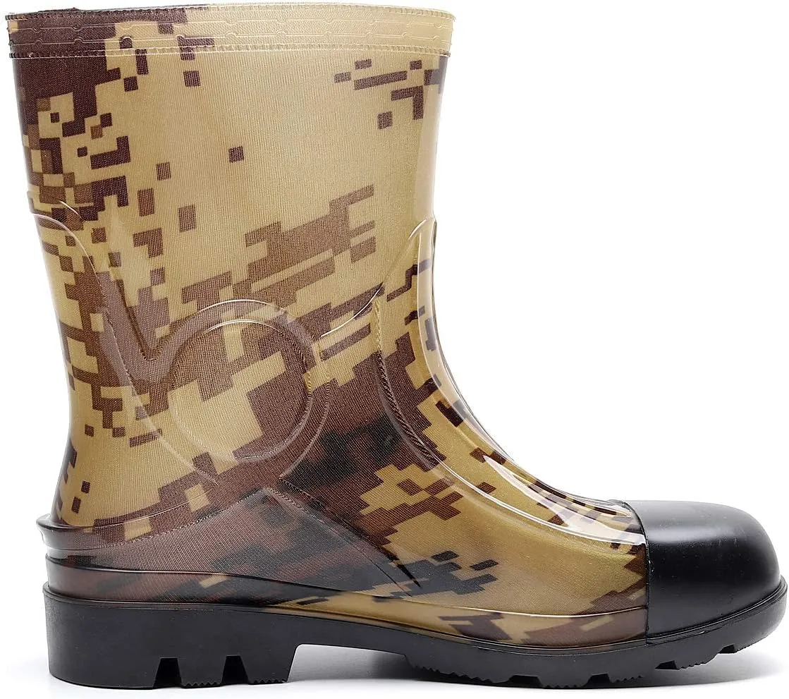 Man Knee High Rubber Rainboots Camo Waterproof Rubber Boots for Garden Man Rain Footwear Size