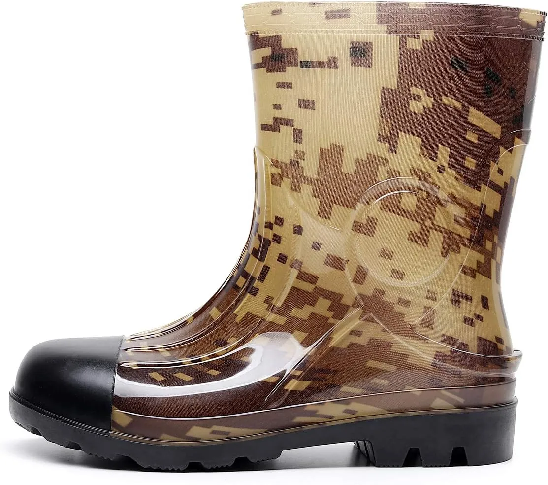 Man Knee High Rubber Rainboots Camo Waterproof Rubber Boots for Garden Man Rain Footwear Size