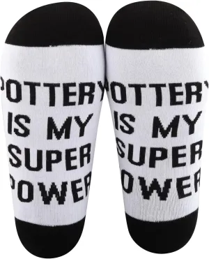 MBMSO Ceramic Pottery Gifts Socks 2 Pairs Pottery is My Super Power Socks Pottery Artist Gift for Pottery Lover Ceramic Socks