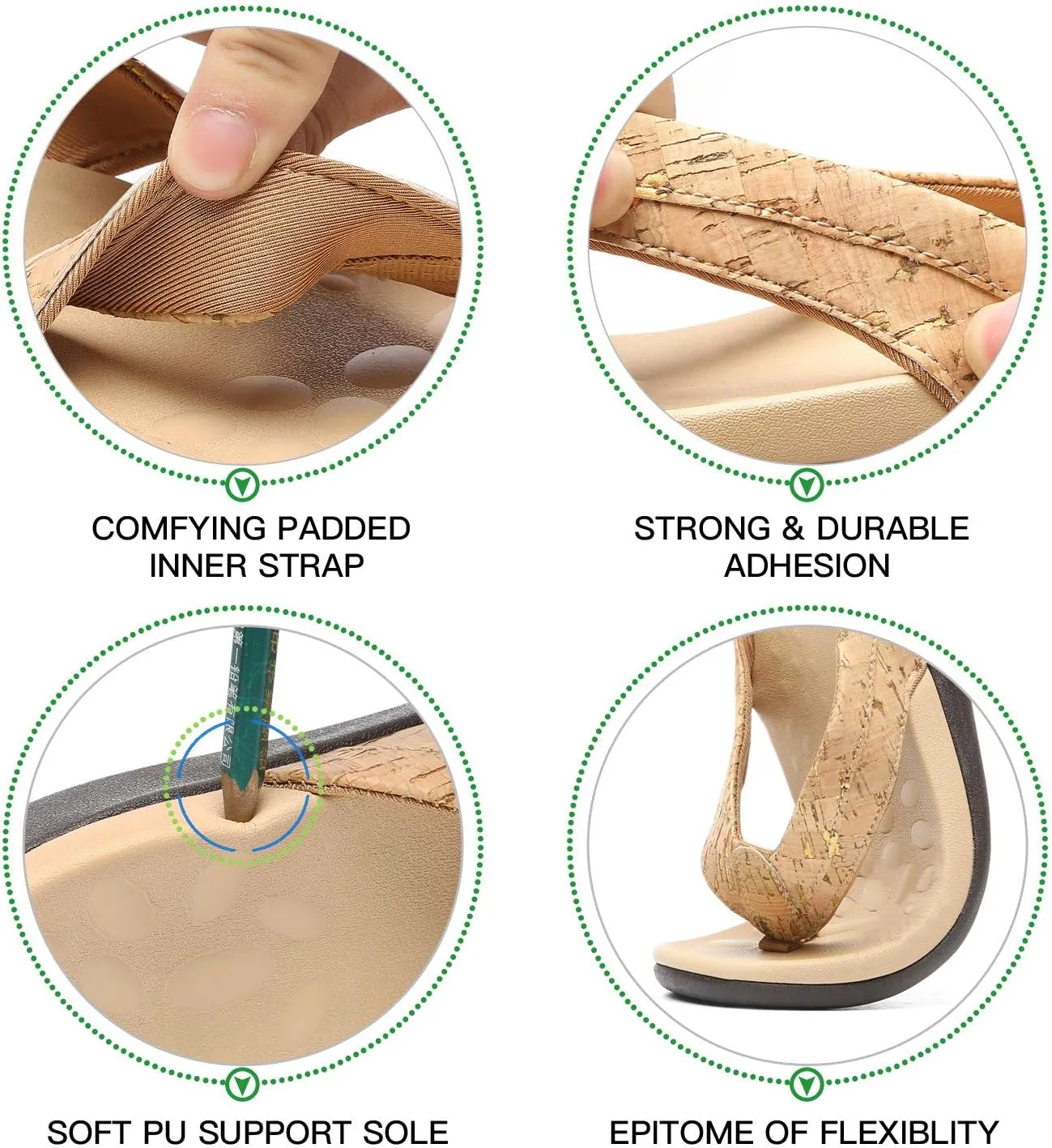 MEGNYA Comfortable Walking Flip Flops for Womens, Orthopedic Walking Sandals with Arch Support, Flat Feet Pain Relief Sandals for Beach, Summer, Pool