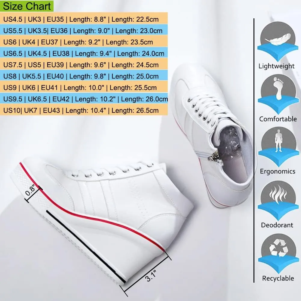 Mei MACLEOD Women Wedge Sneakers Platform Wedge High Heel Sneakers Ankle Booties Casual Canvas Shoes
