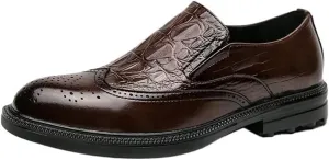Men Dress Oxford Shoes Business Formal Crocodile Embossed Leather Lace Up Loafers Comfortable Slip Resistant
