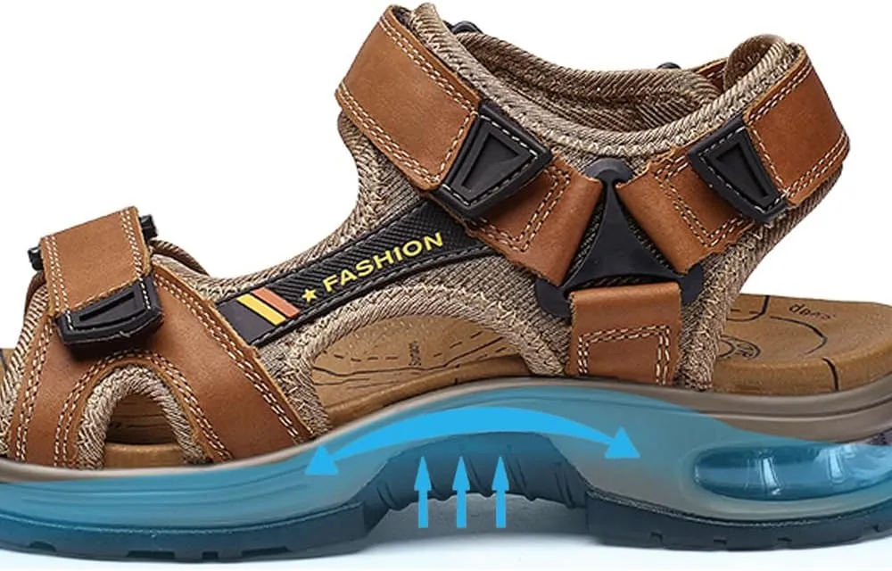 Mens Athletic Sandals Open Toe Hiking Outdoor Non-slip Sandals Air Cushion Sport Casual Beach Sandals