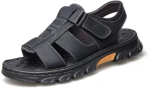 Mens Athletic Sandals Outdoor Hiking Fisherman Sandals Leather Open Toe Sandals With Arch Support Beach Water Sport Sandals
