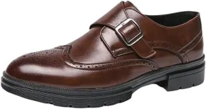 Mens British Leather Dress Loafers Pointed Toe Height Increasing Slip On All Match Wear Resistant Business Casual Footwear