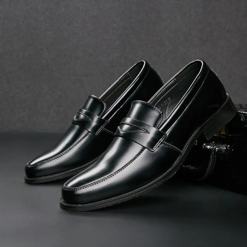 Men's British-Style -Pedal Loafers Business Formal Men's Leather Shoes Breathable Comfortable Soft Sole Suitable for Wedding Driving