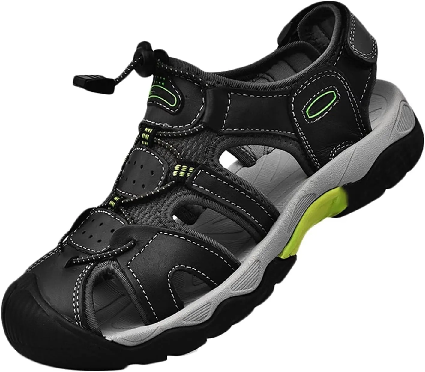Mens Closed Toe Sandal,Leather Fisherman Beach Sandals Shoes Outdoor Walking Driving Hiking Sandals Summer Athletic Sandals Waterproof