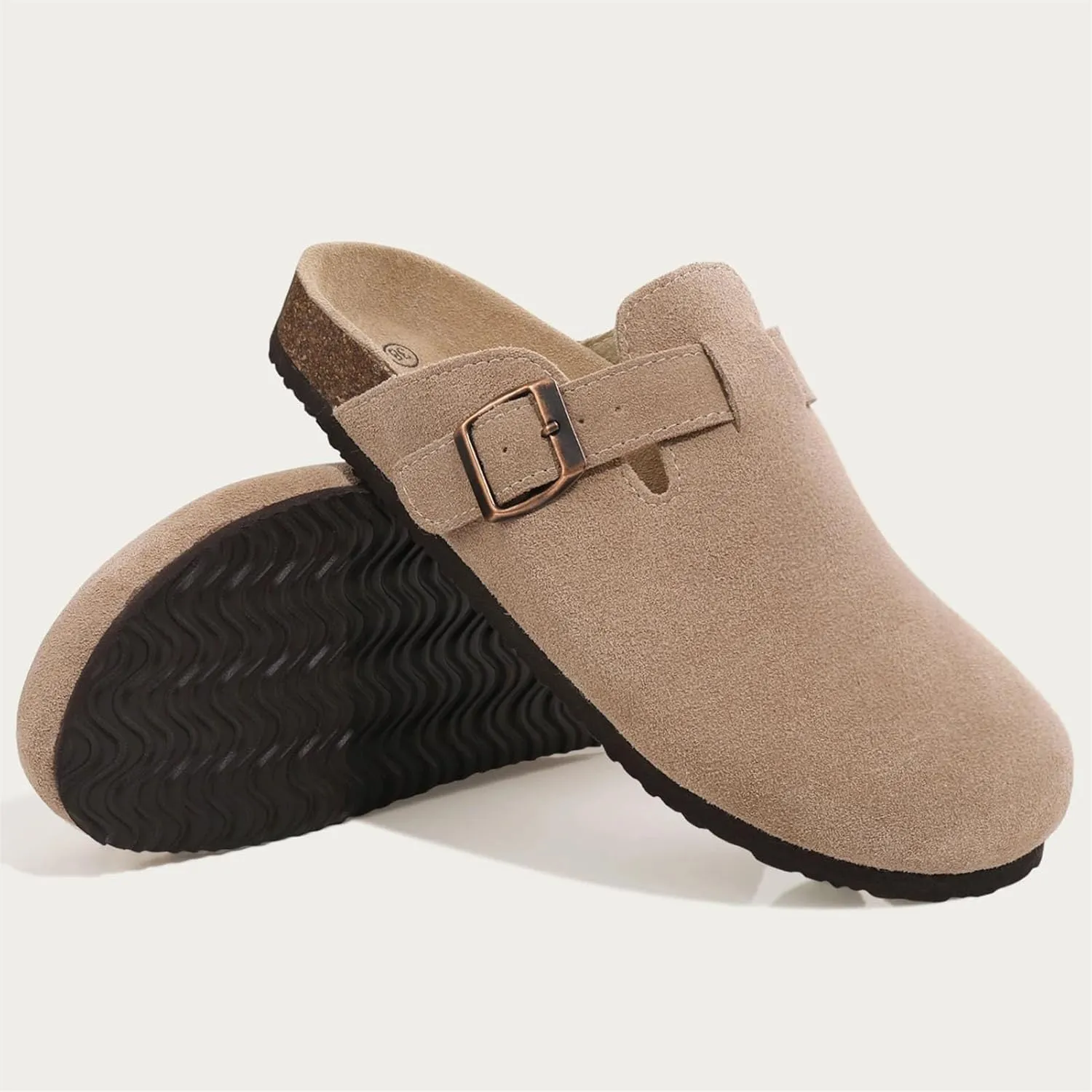 Men's Cork Clogs - Suede Leather Upper with Durable Beach Outsole
