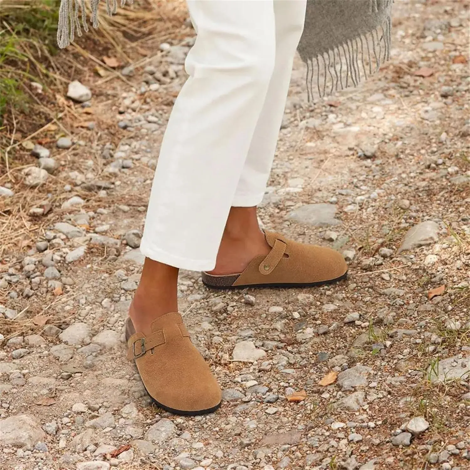 Men's Cork Clogs - Suede Leather Upper with Durable Beach Outsole