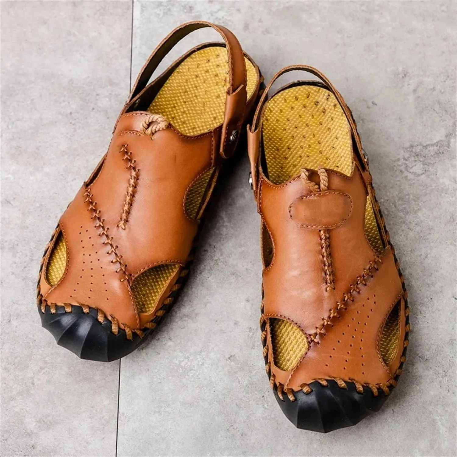 Men's Cowhide Sandals, Durable Outdoor Hiking Shoes