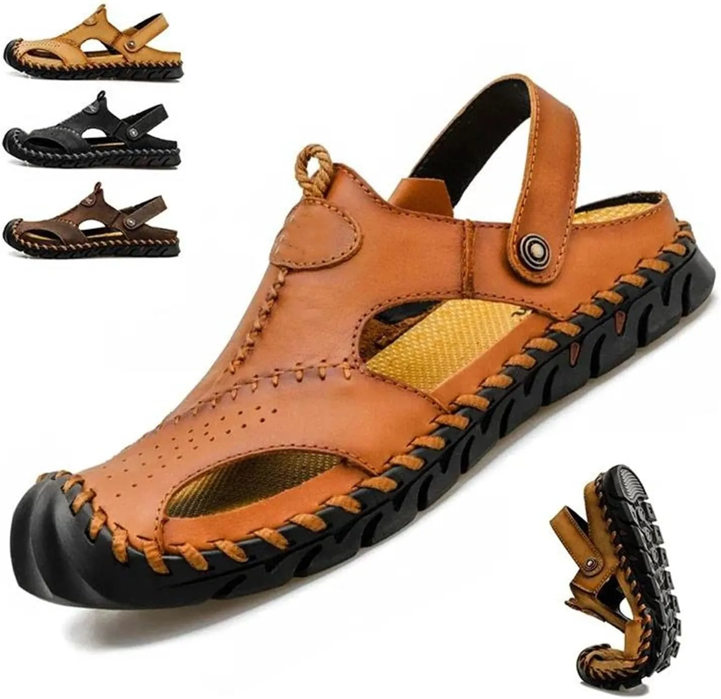 Men's Cowhide Sandals, Durable Outdoor Hiking Shoes