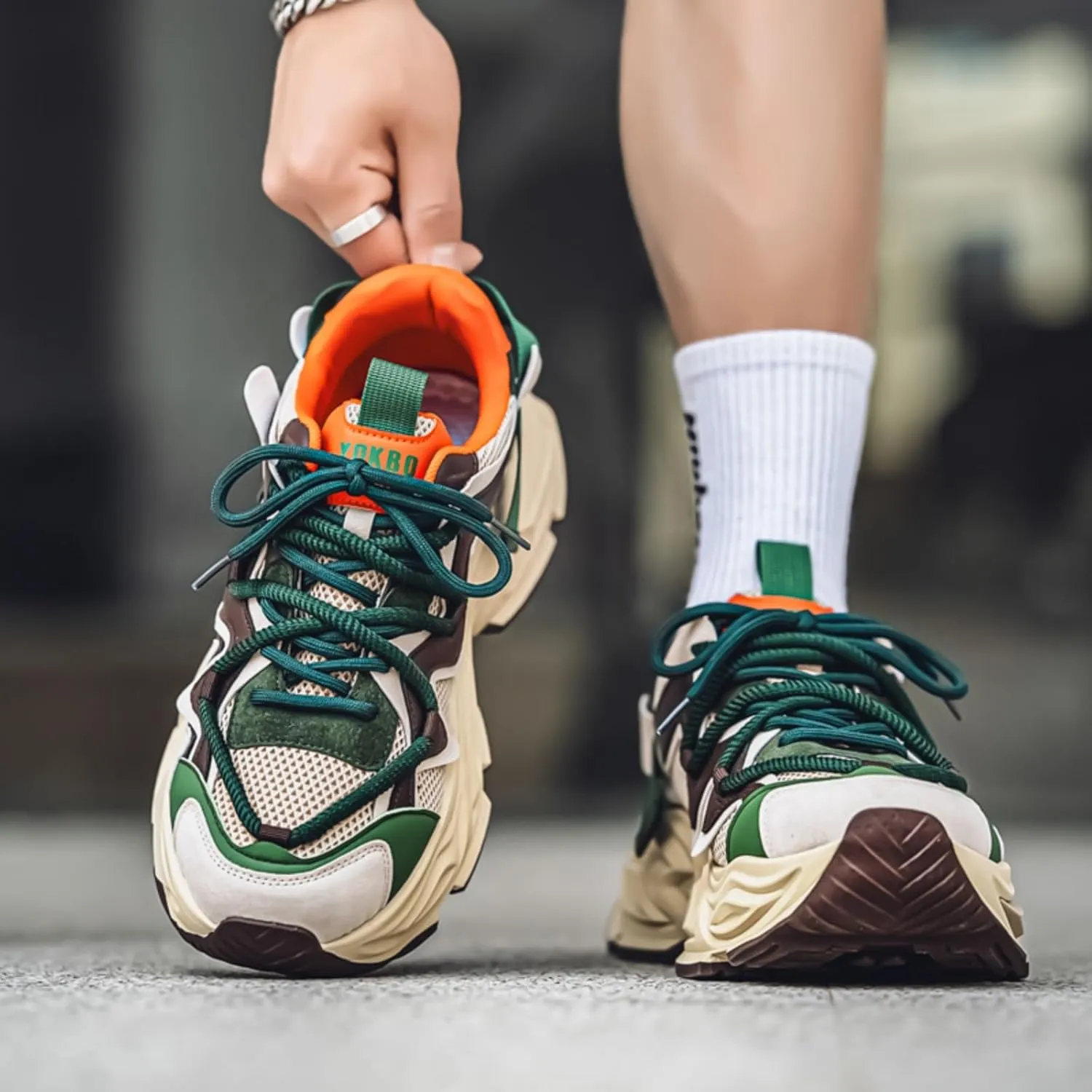 Men's Fashion Breathable Mesh Platform Chunky Lace Up Sneakers Casual Running Tennis Workout Sport Work Trendy Athletic Walking Driving Shoes