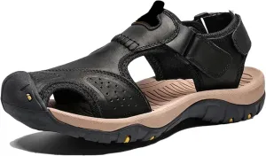 Men's Genuine Leather Sandals - Original Comfort Slippers with Soft Cushioned