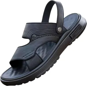 Mens Leather Hiking Sandals Walking Sandals Outdoor Summer Casual Beach Sandals Slippers