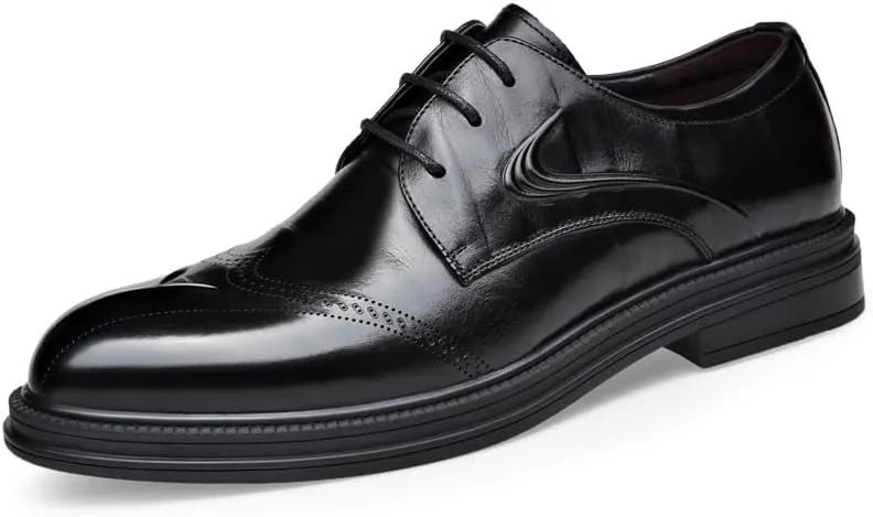 Men's Leather Oxfords Summer Lace Up Fashion Casual Classic Dress Shoes Pointed-Toe Business Loafers Shoes for Men