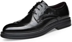 Men's Leather Oxfords Summer Lace Up Fashion Casual Classic Dress Shoes Pointed-Toe Business Loafers Shoes for Men