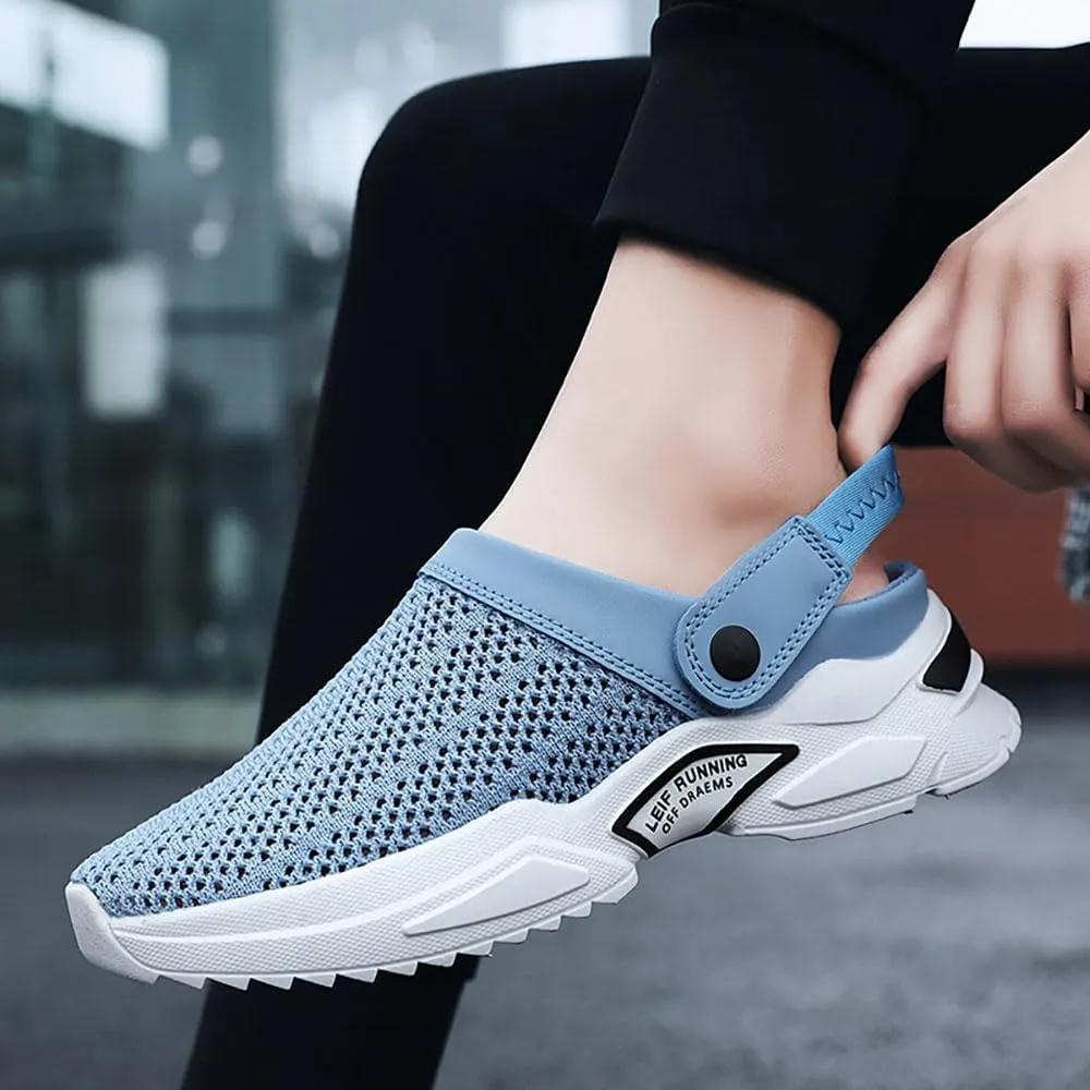 Men's Orthopedic Hollow-Out Summer Sandals, Knit Mesh Walking Shoes Beach Sandals, Breathable With Arch Support