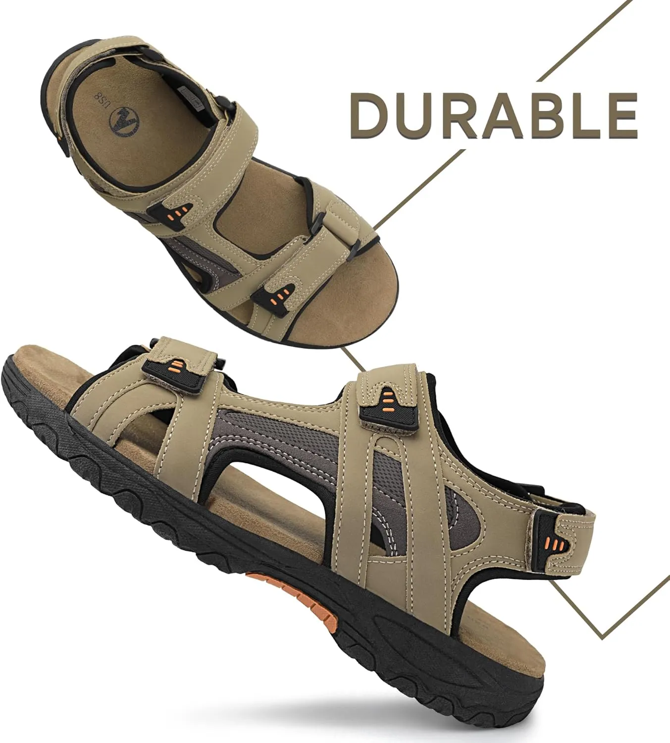 Mens Sporty Outdoor Sandal Open Toe Hiking Outdoor Shoe Non-slip Athletic Sandal