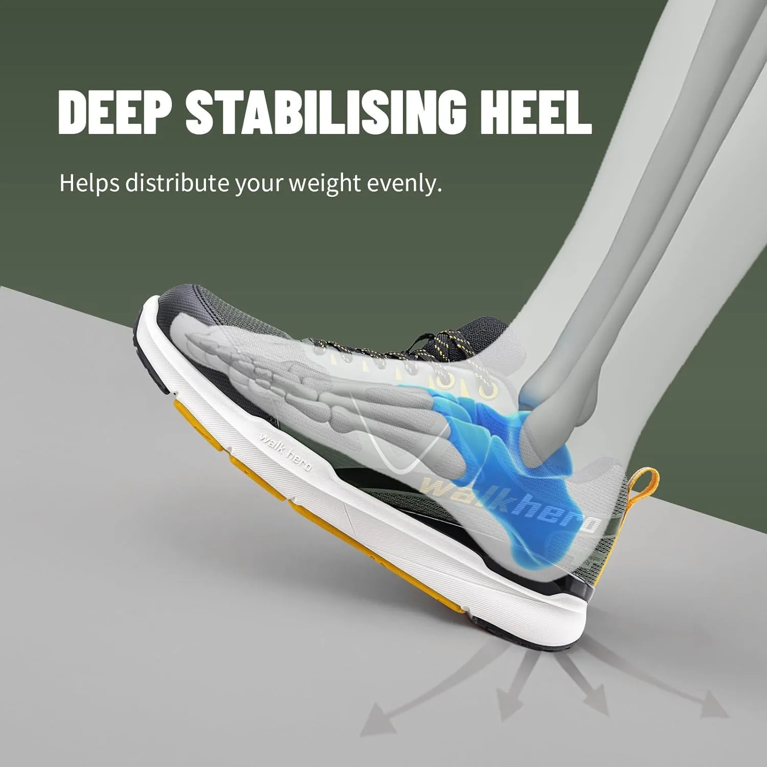 Mens Walking Shoes for Plantar Fasciitis, Orthopedic Mens Sneakers with Arch Support, Non Slip Running Shoes for Flat Feet with Extra Cushioning and Heel Pain Relief