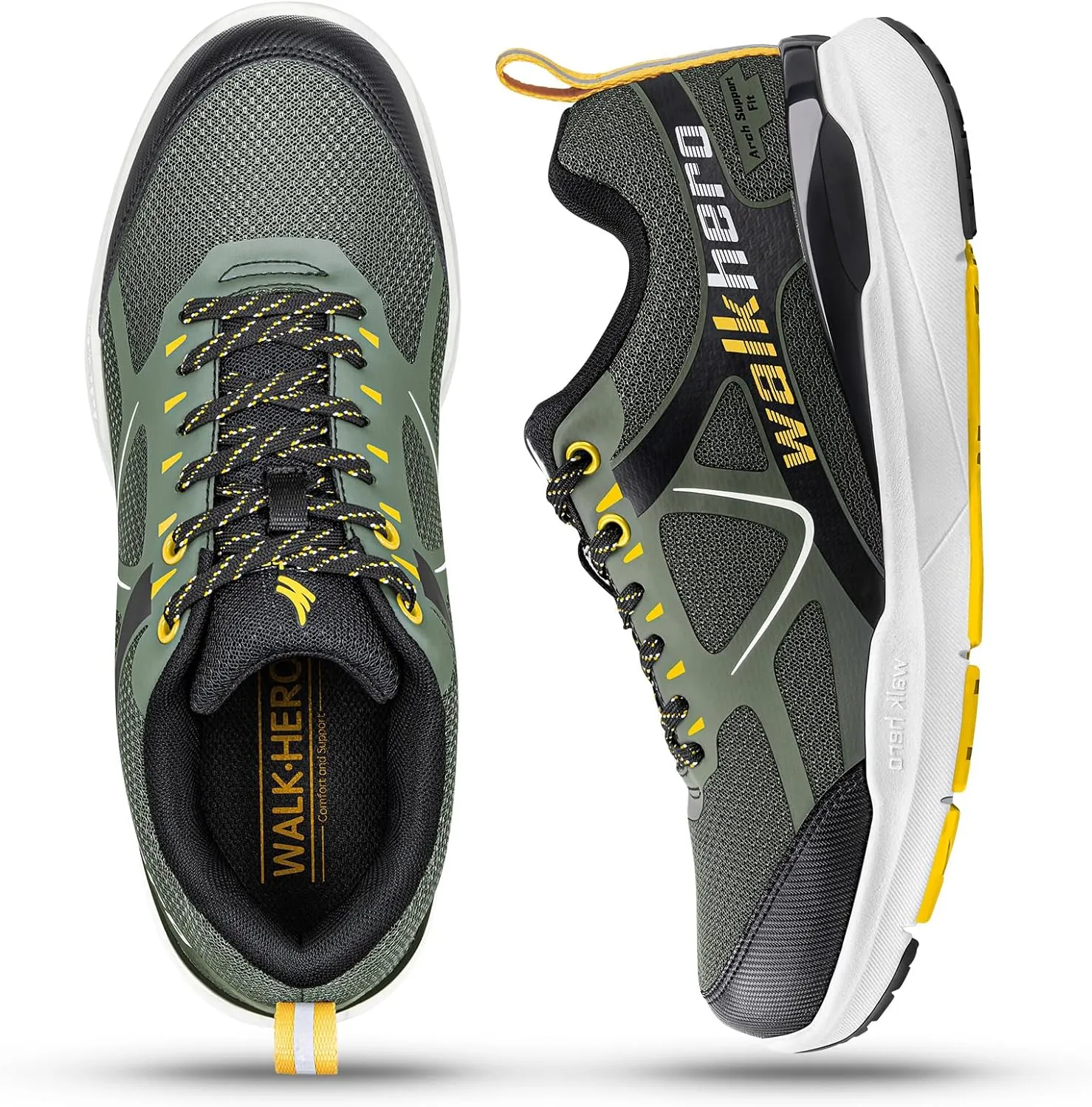 Mens Walking Shoes for Plantar Fasciitis, Orthopedic Mens Sneakers with Arch Support, Non Slip Running Shoes for Flat Feet with Extra Cushioning and Heel Pain Relief