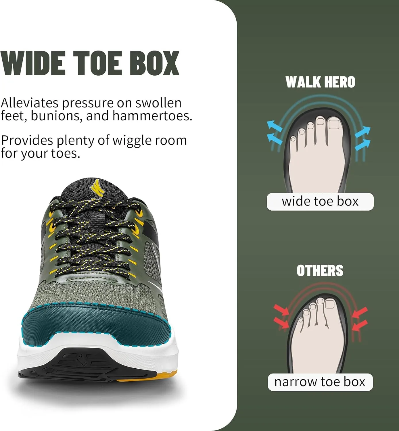 Mens Walking Shoes for Plantar Fasciitis, Orthopedic Mens Sneakers with Arch Support, Non Slip Running Shoes for Flat Feet with Extra Cushioning and Heel Pain Relief