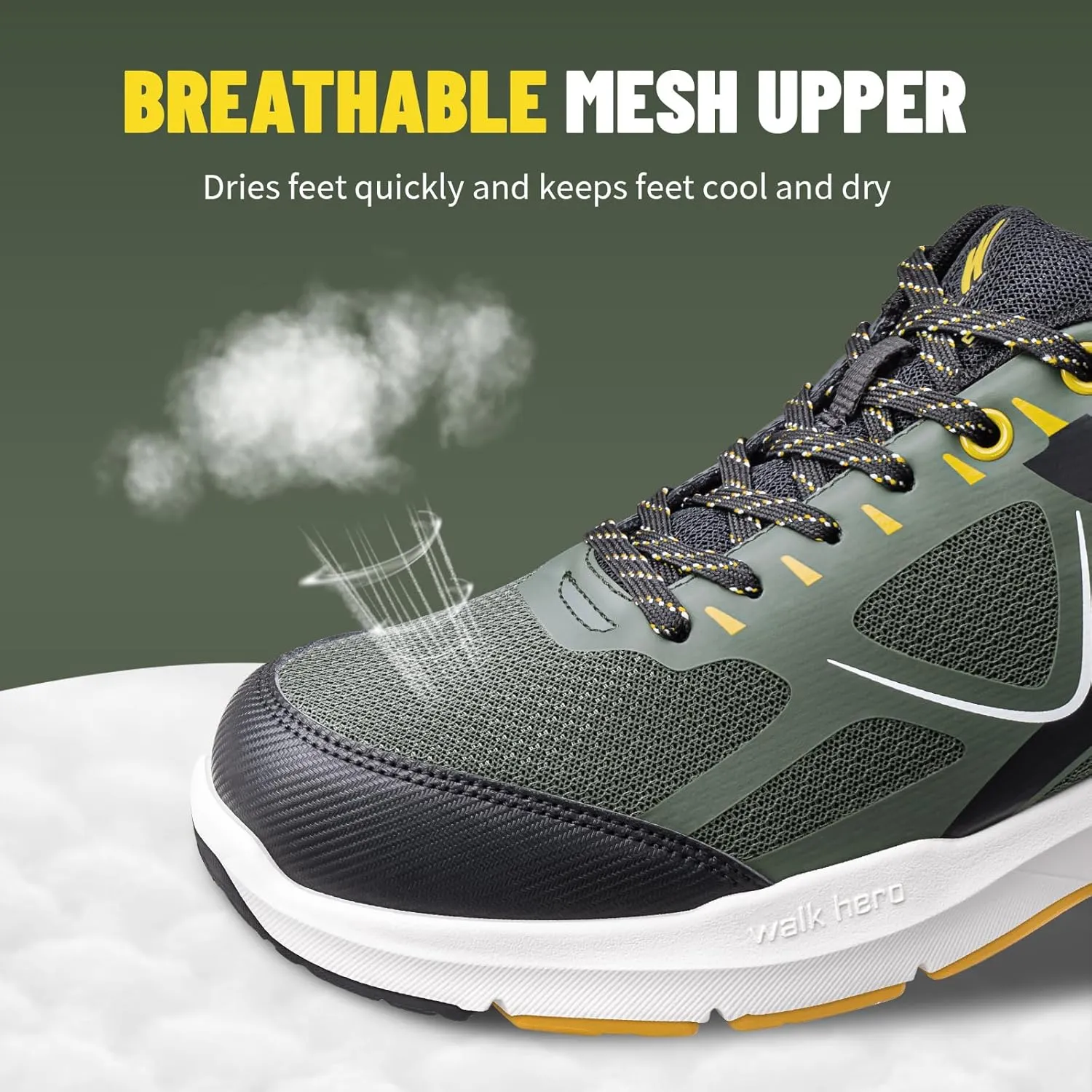 Mens Walking Shoes for Plantar Fasciitis, Orthopedic Mens Sneakers with Arch Support, Non Slip Running Shoes for Flat Feet with Extra Cushioning and Heel Pain Relief