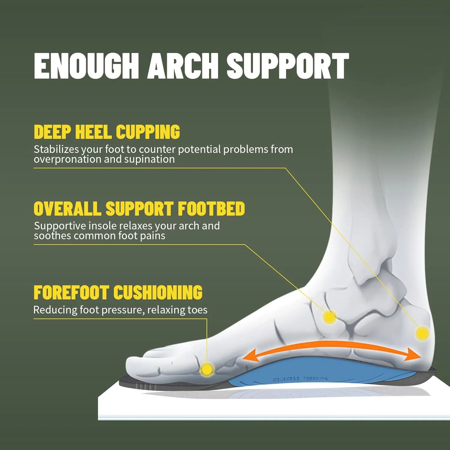 Mens Walking Shoes for Plantar Fasciitis, Orthopedic Mens Sneakers with Arch Support, Non Slip Running Shoes for Flat Feet with Extra Cushioning and Heel Pain Relief