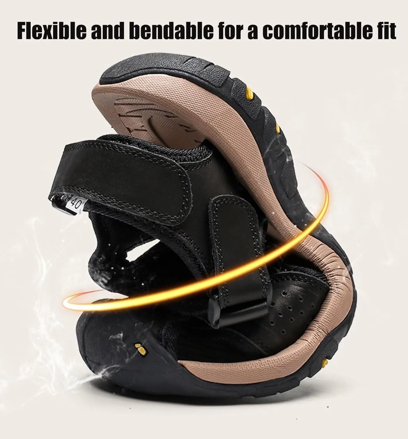 Men's Waterproof Hiking Sandals Closed Toe Beach Sandals Athletic Sport Sandals Summer Outdoor Leather Sandals Fisherman Sandals