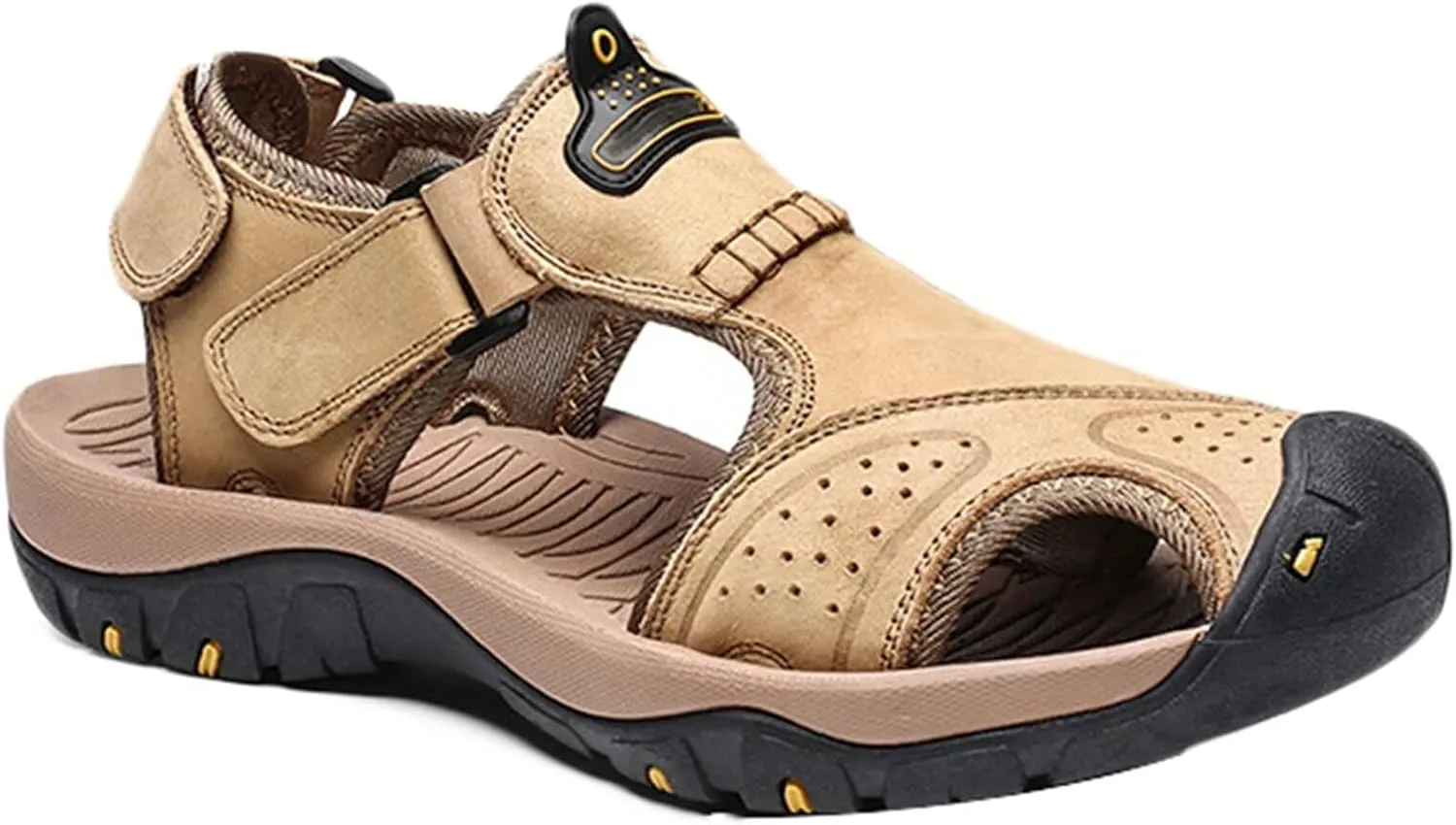 Men's Waterproof Hiking Sandals Closed Toe Beach Sandals Athletic Sport Sandals Summer Outdoor Leather Sandals Fisherman Sandals