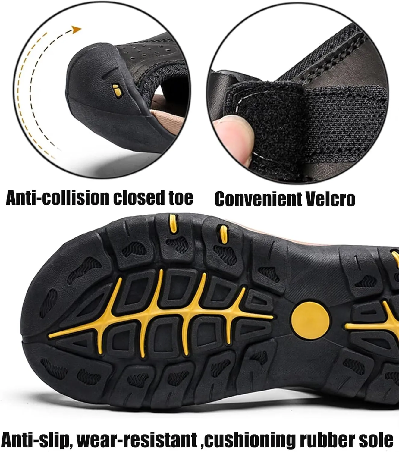 Men's Waterproof Hiking Sandals Closed Toe Beach Sandals Athletic Sport Sandals Summer Outdoor Leather Sandals Fisherman Sandals