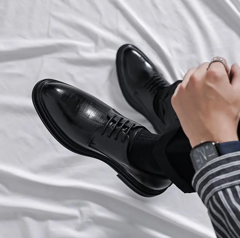 Men's Wingtip Oxfords Shoes Genuine Leather Business Formal Brogue Lace Up Comfortable Dress Shoes