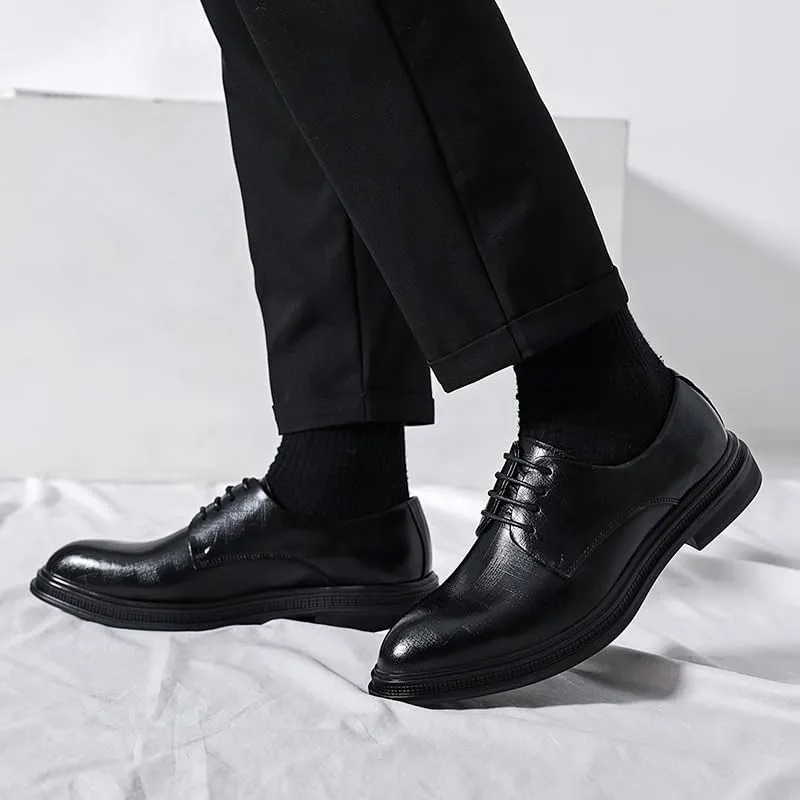 Men's Wingtip Oxfords Shoes Genuine Leather Business Formal Brogue Lace Up Comfortable Dress Shoes