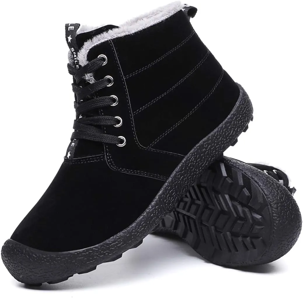 Mens Winter Snow Boots Fur Lined Warm Ankle Booties Waterproof Slip-on Sneakers Lightweight High Top Outdoor Shoes