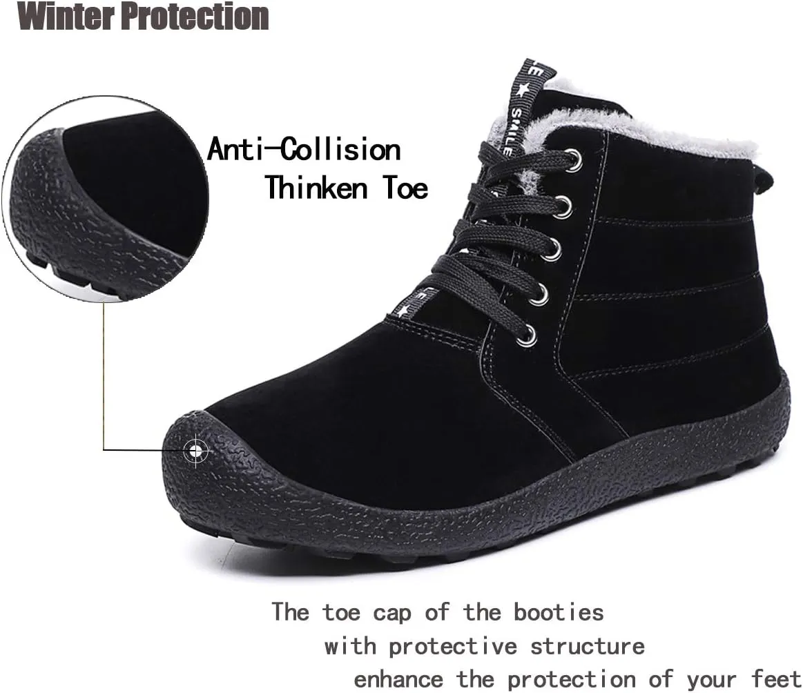 Mens Winter Snow Boots Fur Lined Warm Ankle Booties Waterproof Slip-on Sneakers Lightweight High Top Outdoor Shoes
