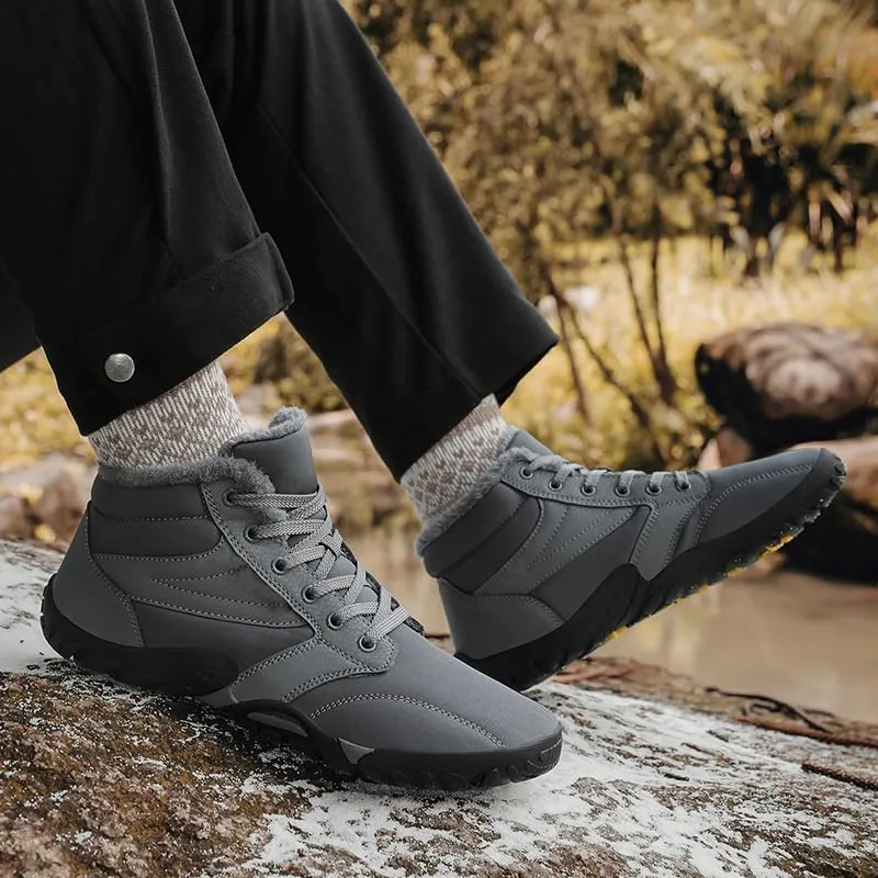 Mens Womens Winter Hiking Boots Wide Toe Box Warm Snow Boots Minimalist Barefoot Boots Zero Drop Sole Waterproof Non-Slip Ankle Booties