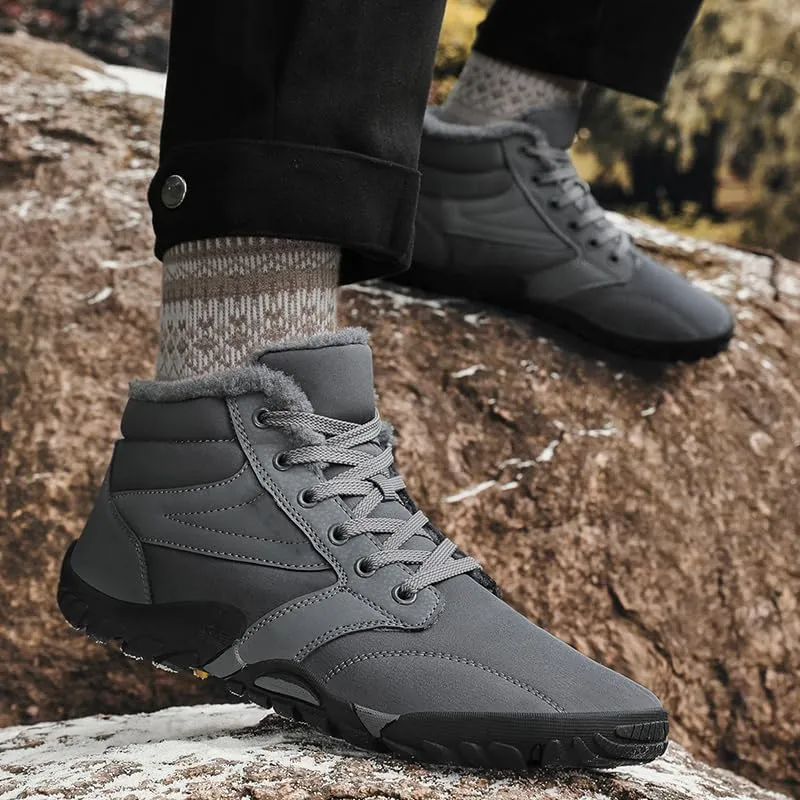 Mens Womens Winter Hiking Boots Wide Toe Box Warm Snow Boots Minimalist Barefoot Boots Zero Drop Sole Waterproof Non-Slip Ankle Booties