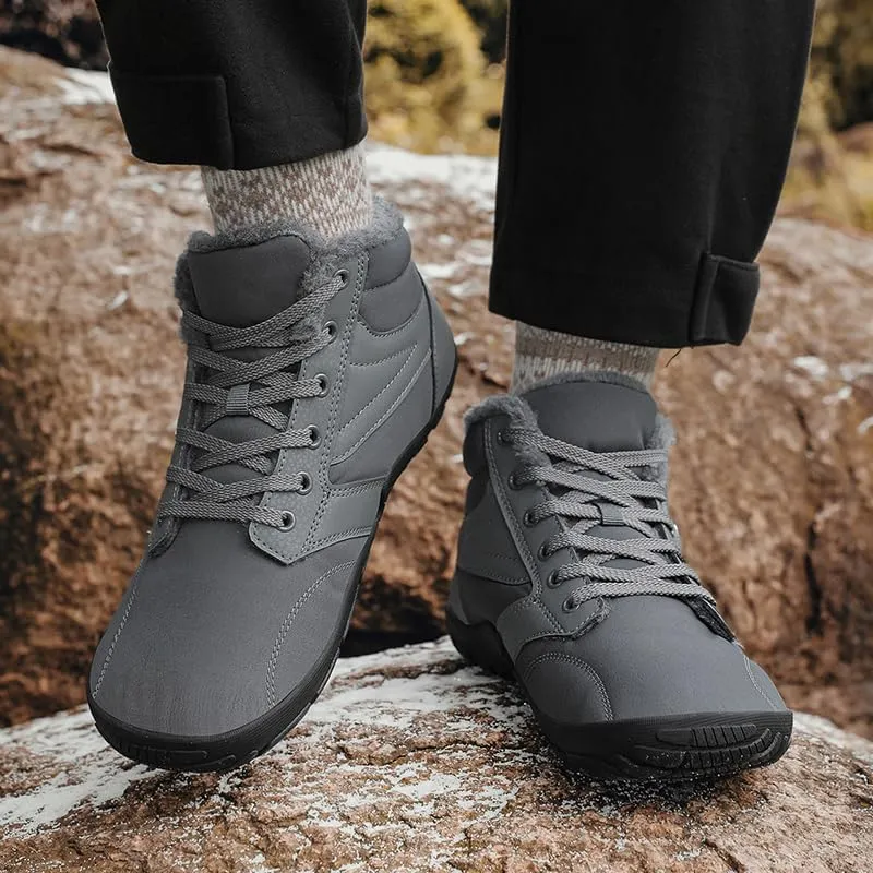 Mens Womens Winter Hiking Boots Wide Toe Box Warm Snow Boots Minimalist Barefoot Boots Zero Drop Sole Waterproof Non-Slip Ankle Booties