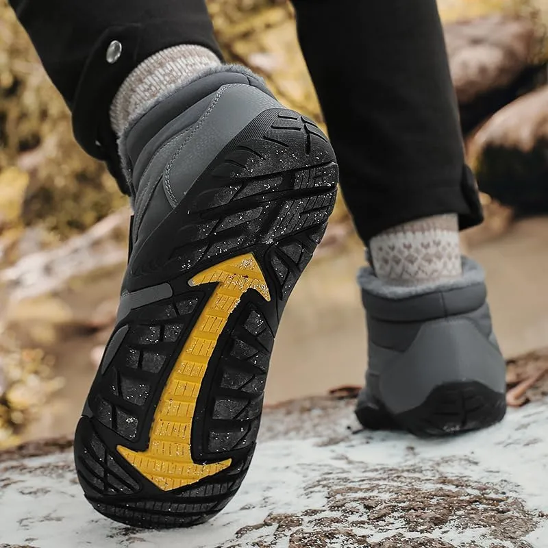 Mens Womens Winter Hiking Boots Wide Toe Box Warm Snow Boots Minimalist Barefoot Boots Zero Drop Sole Waterproof Non-Slip Ankle Booties