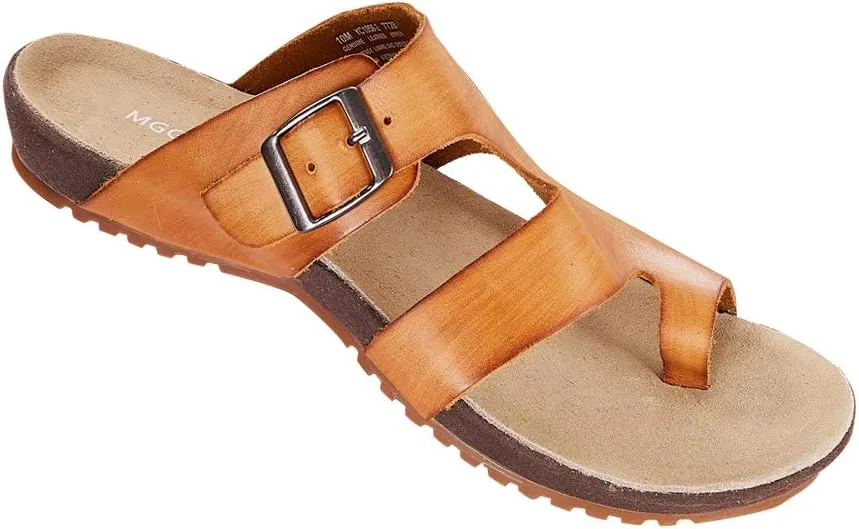 MGGMOKAY Mens Cow Leather Flip Flops Sandals