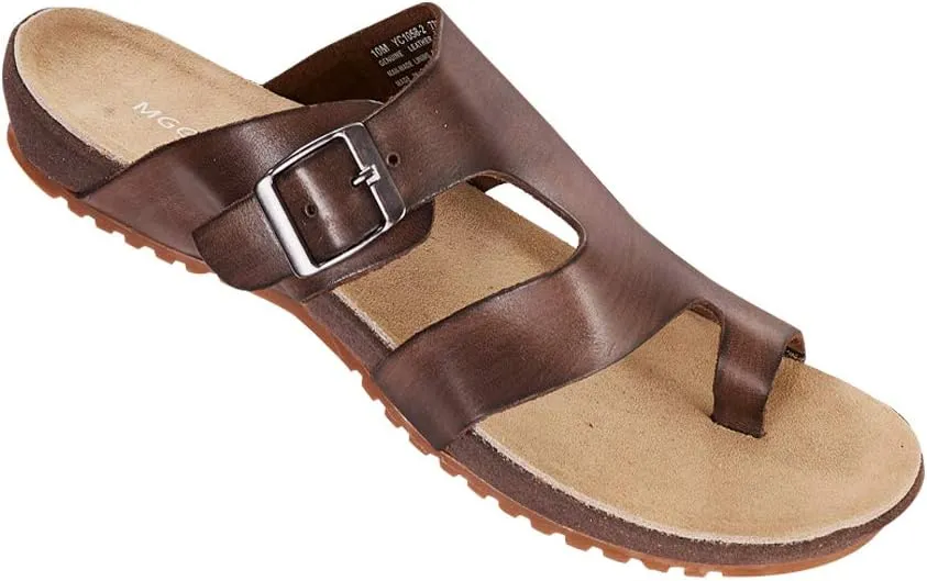 MGGMOKAY Mens Cow Leather Flip Flops Sandals