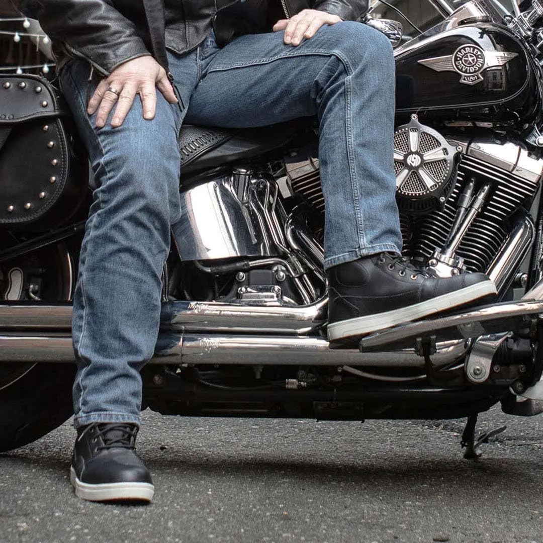 Milwaukee Leather MBM9002 Men's Black Leather Reinforced Street Biker Riding Shoes w/Shift Protect Ankle Support - 11