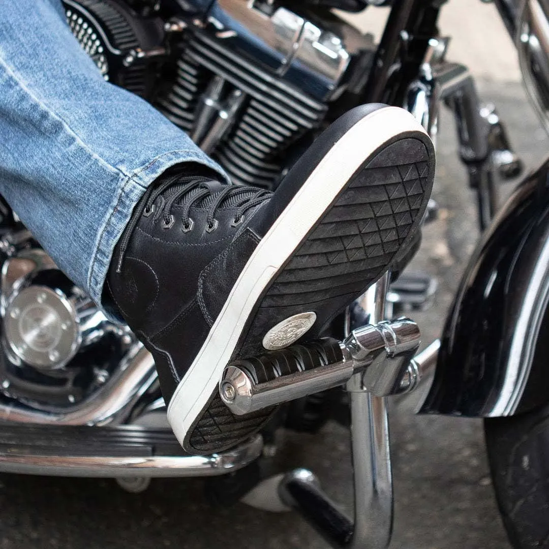 Milwaukee Leather MBM9002 Men's Black Leather Reinforced Street Biker Riding Shoes w/Shift Protect Ankle Support - 11