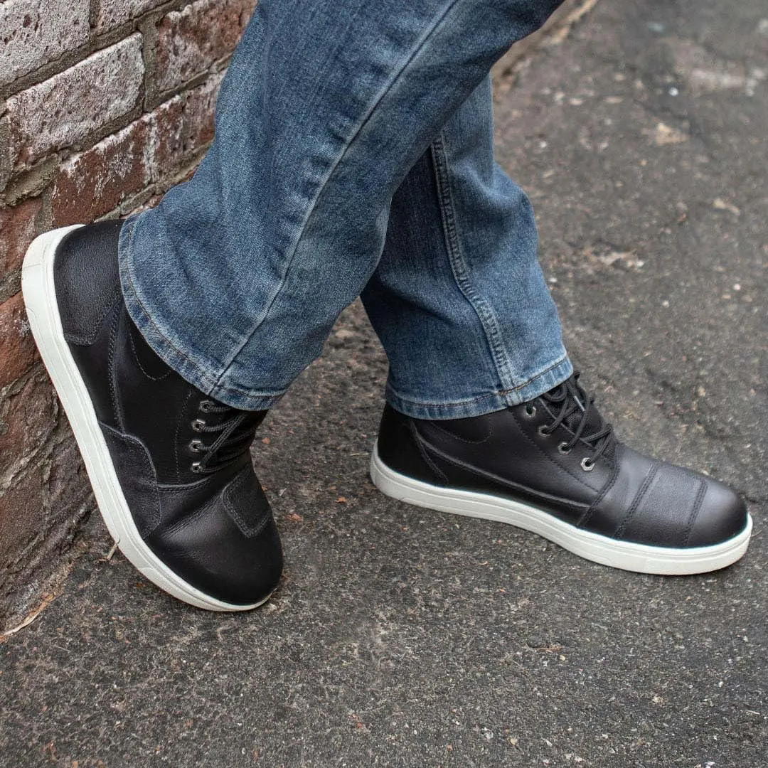 Milwaukee Leather MBM9002 Men's Black Leather Reinforced Street Biker Riding Shoes w/Shift Protect Ankle Support - 11