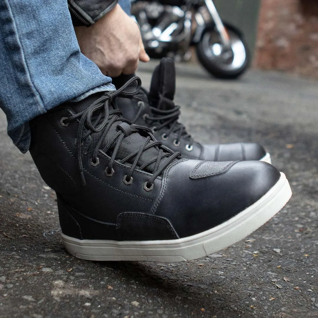 Milwaukee Leather MBM9002 Men's Black Leather Reinforced Street Biker Riding Shoes w/Shift Protect Ankle Support - 11