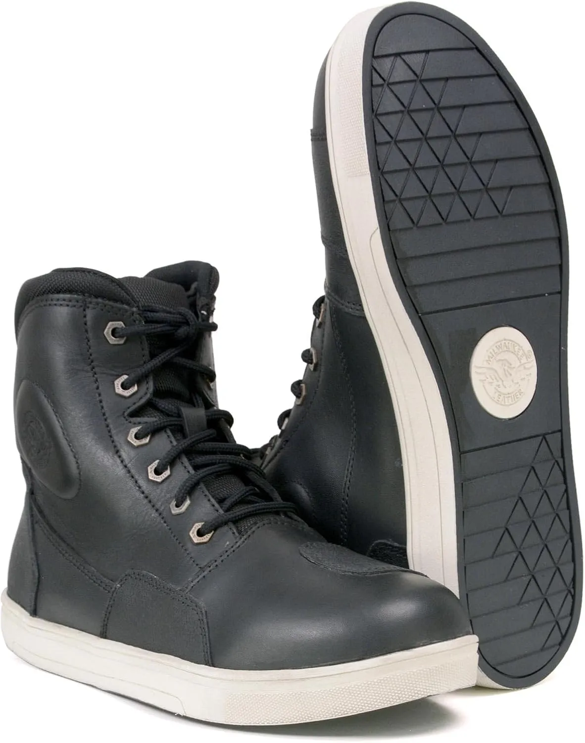 Milwaukee Leather MBM9002 Men's Black Leather Reinforced Street Biker Riding Shoes w/Shift Protect Ankle Support - 11