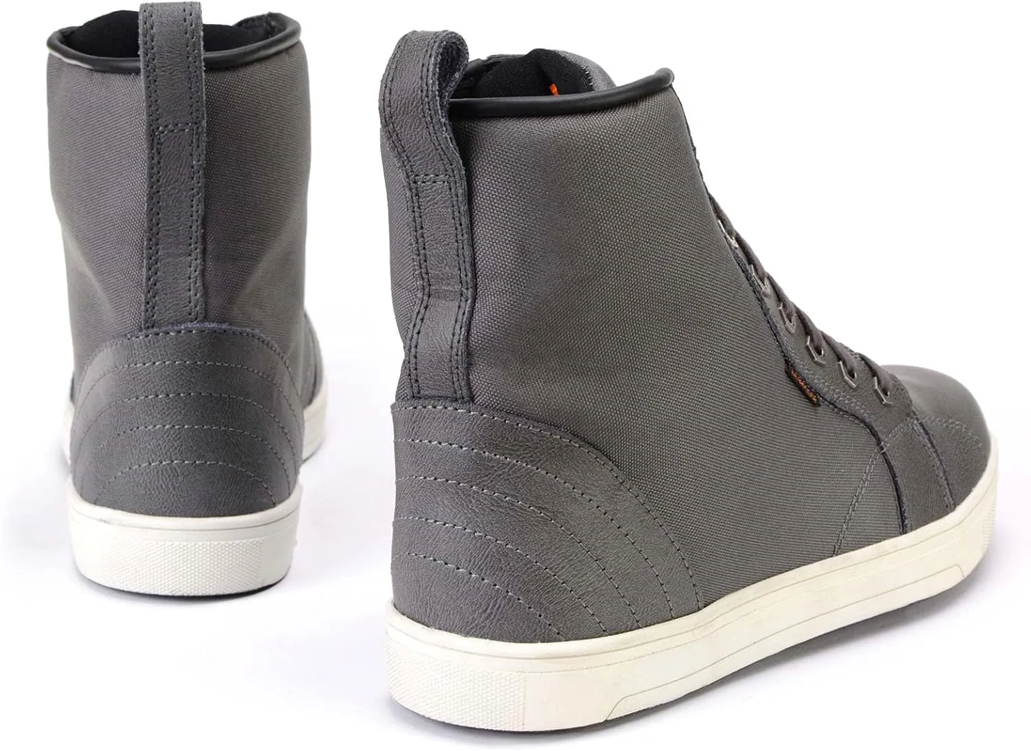 Milwaukee Leather MBM9003WP Men's Grey Leather and Canvas Reinforced Street Riding Waterproof Shoes with Ankle Support - 8.5